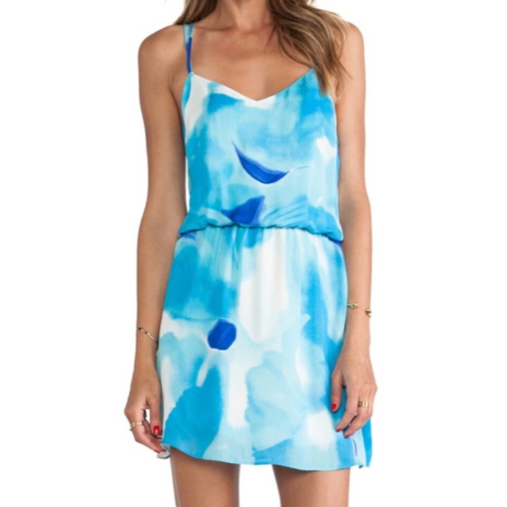 Parker Blue Silk Poolside Jameson CrissCross Dress Womens Medium Sold at Revolve